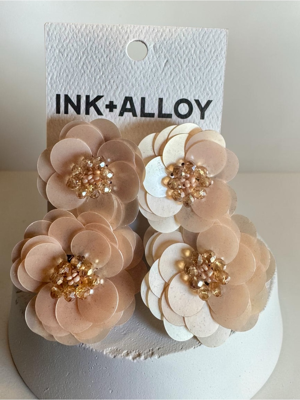 Ink+Alloy Blush Pink Floral Beaded Drop Earrings